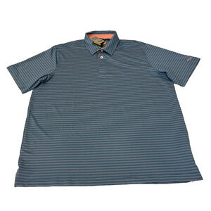 Puma Men's UPF 40 UV Protection Polo Shirt XL Teal/Pink Striped Company Logo NEW